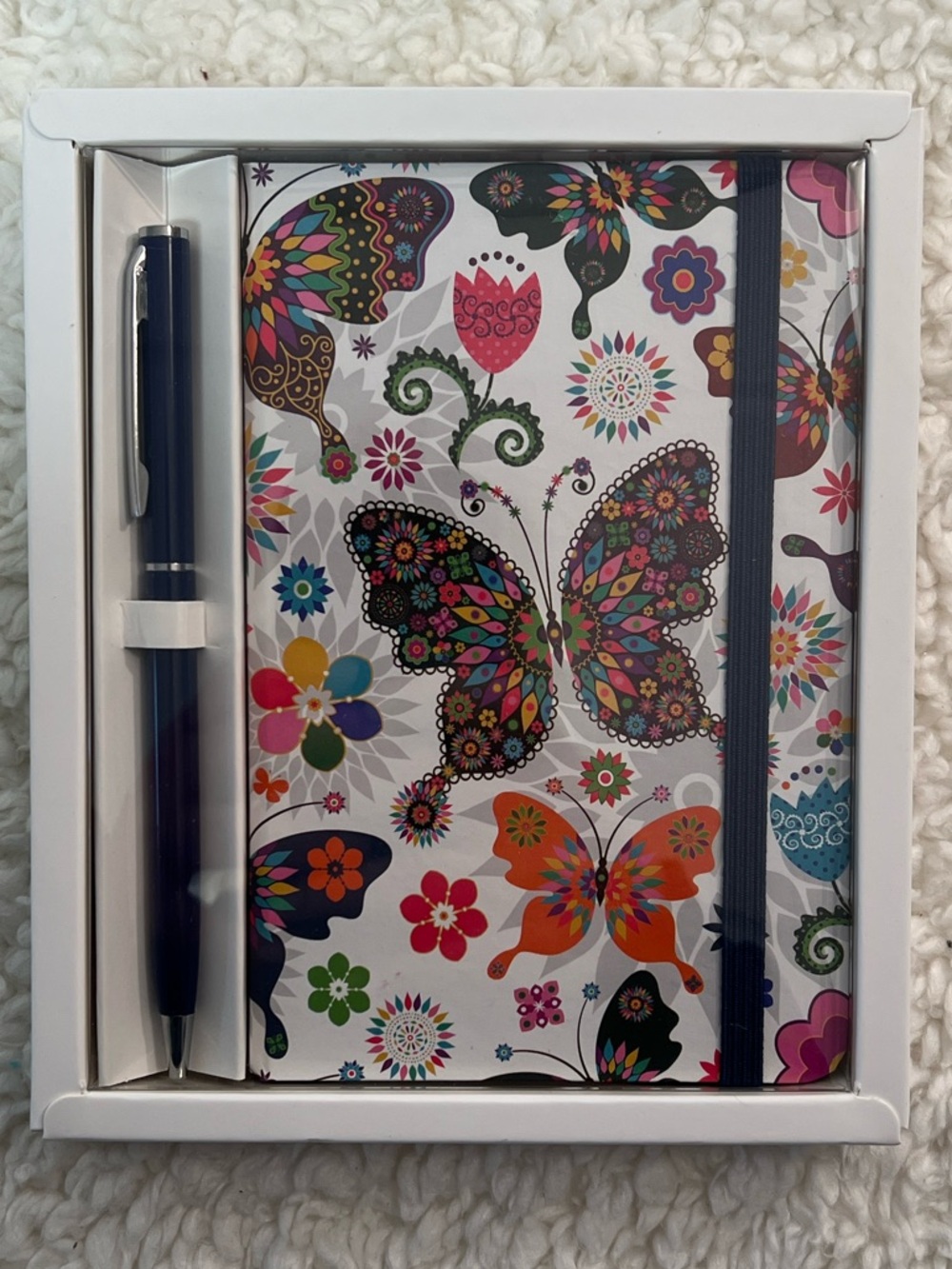 Colorful Butterfly Hardcover Lined Page Journal + Pen Set